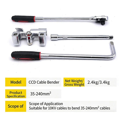 Built Tough Manual CCD Cable Bender Tool For 10kv Power Lines Adjustable 0 To 90 Degree Wire Bending Gear, 35-240mm cables.