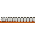 Thirteen Piece One Half Inch Drive Six Point Standard Metric Socket Set With 12mm Through 24mm Sockets Knurled Ends For Grippy Handling