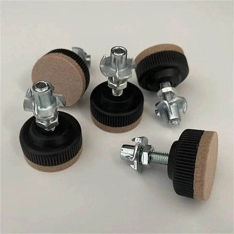 Adjustable Felt Chair Leveling Feet With 42mm Base For Wood Furniture Balance And Floor Protection No Fuss Height Adjustable Screw Wide Bearing Base To Stop Slipping And Scratches On Tables Cabinets Desks And Sofas, pack of 6 felt feet