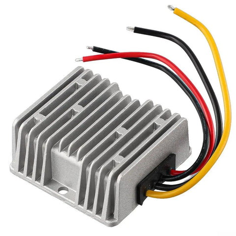 Heavy DC To DC Step Up Converter Boosts 12V Or 24V Straight To 48V Output At 5A IP68 Waterproof metal housing with wires