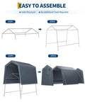 Assembly steps for Portable Outdoor Storage Shed With Roll Up Zipper Door And Vent 240G Built Tough Waterproof PE Tarp UV Resistant Carport