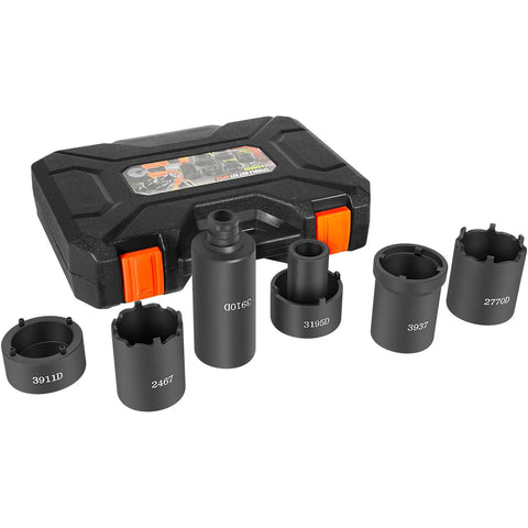 6 Pack Spindle Nut Socket Set With One Half Inch Drive Heavy Duty Tool Kit For Ford F Series GM Toyota And Dana Axles