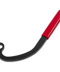 Injection pump idle lock nut wrench with curved black shaft and red handle (side view).