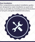 Illustration of a wrench and screwdriver crossed, symbolizing easy installation, related to Three Handle Tub And Shower Set In Chrome Classic Transitional Style With A No Fuss Complete Shower Head Bathtub Faucet And Easy Turn Handles For Smooth Operation And Any Decor Elevation.
