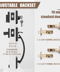 Front Door Lock Set With Double Door Handle And Dummy Exterior Lock Oil Rubbed Bronze Zinc Alloy Universal Reversible Design Matte Black Finish Easy Install For 1 3 8 To 1 3 4 Inch Doors Includes After Sales Service with adjustable backset and dimensions