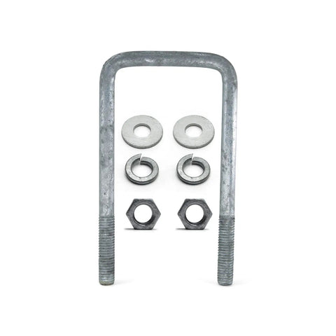 Hot Dipped Galvanized Trailer U Bolts Set Of 4 With Hardware Including Flat Washers Lock Washers And Hex Nuts 1/2 Inch By 3 Inch By 6 5/16 Inch
