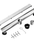 24 Inch Linear Shower Drain With Tile Insert 2 In 1 Panel Brushed 304 Stainless Steel Floor Drain Hair Strainer And Adjustable Feet