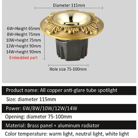 Flat Out Brilliant 4.5 Inch Recessed Led Ceiling Spotlight With Slick Brass Finish And Quick Cooling Design That Hits Different, 115mm diameter.