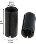 Two Piece 1/2 Inch To 1/4 Inch Router Collet Reducer Sleeve For Drill Bits In Black A3 Carbon Steel, shown dimensions