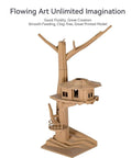 3D printed treehouse model with Wood Filament PLA 1.75mm For 3D Printing Real Wood Texture Silk Finish, showcasing wood-like texture.