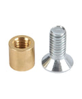 Close-up of brass nut and silver screw for Multifunction Combination Router Base With Quick Change Design And Offset Baseplate For Hella Precise Trenching And Mortising Work That Is A Savage Game Changer For Your Shop.
