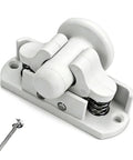 Durable Nylon Door Retainer Catch Clips For Caravans And Motorhomes with spring mechanism and screw for easy installation.