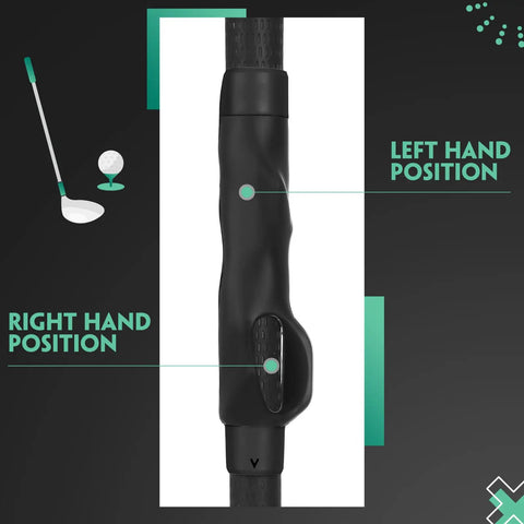 Close-up of black Three Pack Golf Grip Trainer Set For Right Handed Golfers showing correct hand position indicator.