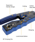 RJ45 Crimp Tool Kit Pass Through Ethernet Crimper For Cat5e Cat6 Cat6a 8P8C Modular Connectors with ergonomic handle
