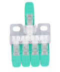 Ten Pack Lever Wire Connectors One In Four Out Copper Quick Push In Electrical Connectors, green levers, front view