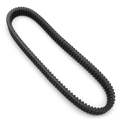 Top Tier Universal Motorcycle V Drive Belt Replacement Matches Honda VT480 VT500 VT600 Venture 480 Models For Years 1997 And 1998, black rubber belt with ridges.