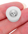 12pcs Steel Ball Transfer Casters with Nylon Housing, 0.7x0.5in held in hand showing steel ball and nylon housing detail.