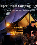 Rechargeable Camping Lantern with 1000 Lumens, 360 Degree LED Light illuminating a campsite at night