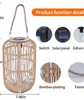Large Outdoor Solar Lantern With Rattan And Bamboo Build Dope Glow For Garden Patio And Yard Waterproof Hanging Lantern