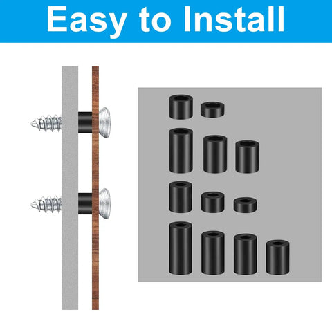 M5 Nylon Spacer Kit 100Pcs Non Threaded ABS Round Spacers Standoffs For PCB Motherboard Circuits Switch Receptacle Black Assortment