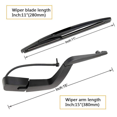 Heavy Duty Rear Wiper Arm Blade Replacement For Gmc Acadia Saturn Outlook 2007 To 2012 Oem Style with 11-inch wiper blade and 15-inch arm.