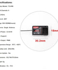 Flysky FS-R4B 2.4GHz 4CH Receiver With ANT Protocol And Single Antenna PWM Output, specs and dimensions shown, 18mm x 30.2mm