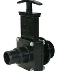 ABS Gate Valve Black One And One Half Inch Stepdown Pool Hose To MPT With No Nonsense Unrestricted Flow Easy Push Pull Operation Quick Shut Off