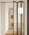 8 Piece Spring Loaded BiFold Door Hardware Kit With Top Roller Guides And Pivot Wheels for BiFold Closet Doors installed view