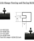 Wedge Type Tool Post Set Three Piece For Lathe Quick Change Tool Holder OXA 250-001 and 250-002 with dimensions diagram.