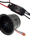70mm EDF Ducted Fan RC Jet With 3400KV Brushless Motor 4S Or 3S Ready 12 Blades 80A ESC with banana plug leads