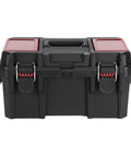 Built Dang Tough 16 Inch Resin Toolbox With Organized Small Parts Tray And Reinforced Padlock Tabs Portable Workshop Equipment For Garage Mechanics And Weekend Projects shown from the front.