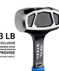 3 lb exclusive hammer head of Drilling And Crack Hammer 3 Lb Small Sledge One Piece Forged Steel Construction Tool For Demolition And Heavy Duty Jobs