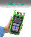 A person holding a Live PON Optical Power Meter With 0.1 dB Resolution For 1490 nm 1550 nm And 1310 nm Testing multi-wavelength tool.
