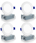 4 Pack 4 Inch LED Recessed Canless Ceiling Lights With Junction Box For Home Or Office 3000K 4000K 5000K Adjustable Color Temp 9W 75W Equivalent 750LM Dimmable ETL And Energy Star Listed