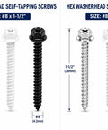 Pack Of 100 Hex Washer Head Self Tapping Wood Screws No 8 Size 1-1/2 Inch Phillips Drive Built Tough Corrosion Resistant Black Finish