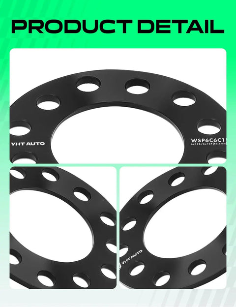 Close-up details of black 6x120 6x127 Wheel Spacers 6mm Without Bolts 4 Piece Set For GM Rides