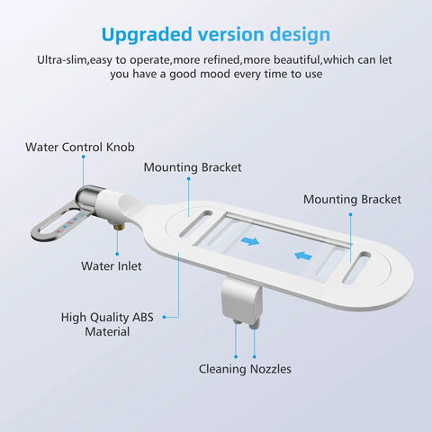 Diagram of Dual Nozzle Bidet Attachment For Toilet Seat Self Cleaning Front And Rear Wash No Electric Mechanical with parts labeled.