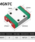 Slick Miniature Linear Rail MGN7C Slider 700mm Smooth Glide Carriage Kit dimensions with measurement details for precision 3D printer parts.