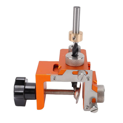 Heavy Duty Double Hole Drill Positioner Kit Featuring Adjustable Woodworking Guide Jig for precise drilling alignment.