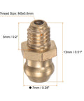 15 Piece Brass Straight Grease Fitting Kit With M5x0.8mm Metric Thread Hydraulic Nipple Accessories dimensions shown
