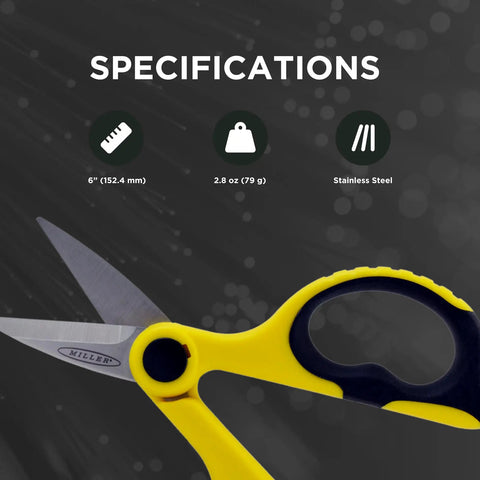Fiber Optic Kevlar Cutter Scissors With Belt Loop Pouch For Electricians And Techs Pro Grade On The Go 6 Inch Utility Scissors