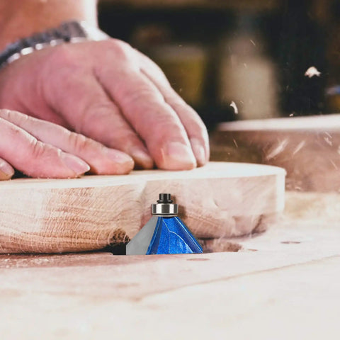 Pro Grade 45 Degree Chamfer Router Bit Set With One Quarter Inch Shank, Cutting Diameters One Quarter, Five Sixteenths, Three Eighths, And Half Inch For Angled Edges, Clean Edges, And Decorative Woodworking