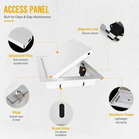 Heavy Duty Push To Open Aluminum Access Panel For Drywall Ceilings And Walls Solid Build Inspection Hatch Cover with magnetic lock and hinge.