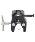 Super Crab Clamp With Universal V Lock Quick Release Adapter For DSLR Battery Setup, black aluminum alloy, 50mm opening