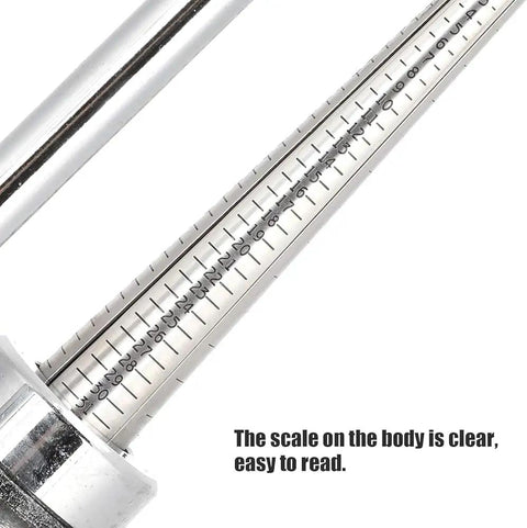 Close-up of No Sweat Ring Resizing Tool showing clear size scale for accurate measurements on heavy duty iron frame.