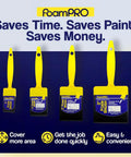 Top Shelf Classic Foam Paint Brush Set With Heavy Duty Handle And Four Easy Swap Refills For Slick Coverage On Wood Stains Urethane Varnish And Primer No Fuss Home Project Essential That Flows Like Butter, showing yellow handles and foam heads.