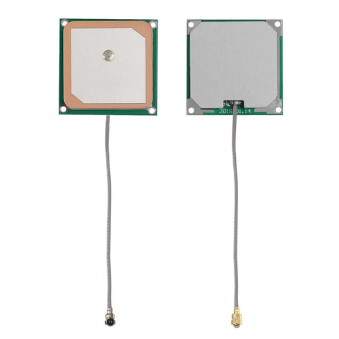 Front and back view of Awesome NEO 6M GPS Module With Large Ceramic Antenna For Flight Control, cables visible.