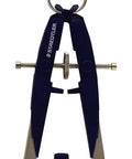 Precision 6 Inch Student Comfort Compass With Spring Bow Head And Center Wheel For Drawing Circles Up To About Nine Inches Diameter In Durable Plastic And Metal Build With Wide Profile Handle Includes Spare Leads And Needlepoint Blue Silver front view