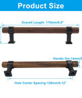 Product dimensions of Two Pack Wooden Drawer Pull Handles Set With 128mm Center Hole Spacing for kitchen cabinets and dressers