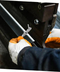 Top Shelf Handle Indexing Lock With Hella Secure Plunger Spring Latch Pin And Zero Hassle Safety Locking Mechanism For Heavy Duty Tools used in a workshop.